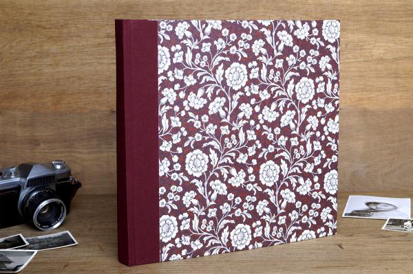 Photo album with floral motif "Fini", wine-red photo album